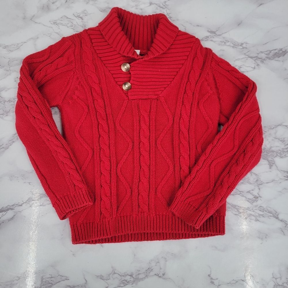 Edgehill Collection Red Shawl Collar Cable Knit Sweater Toddler Size 2T